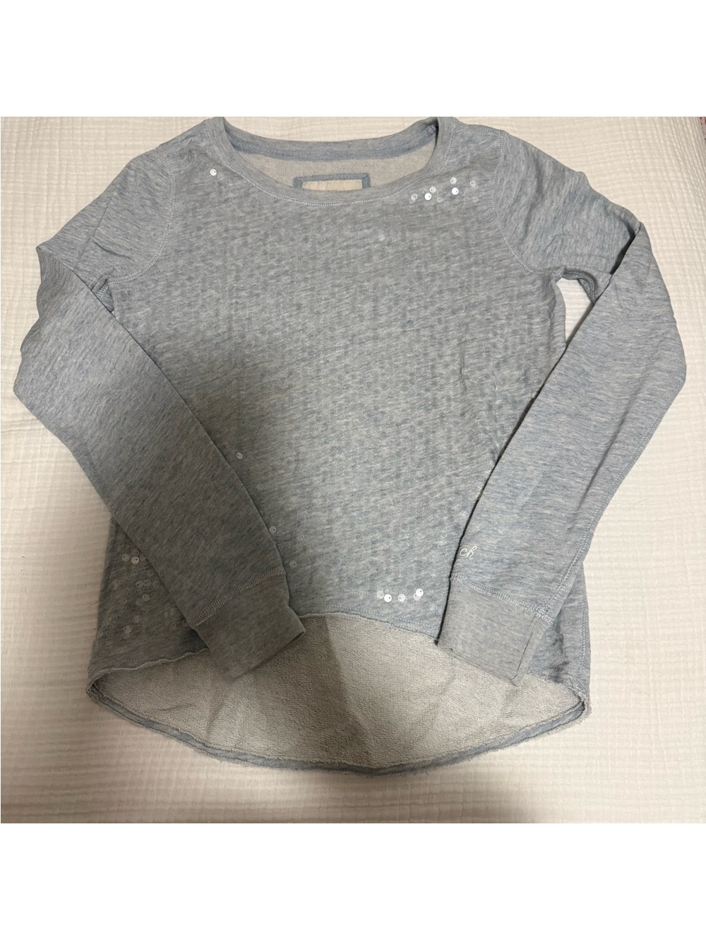 Abercrombie & Fitch Light Blue Long Sleeve Sequins Top